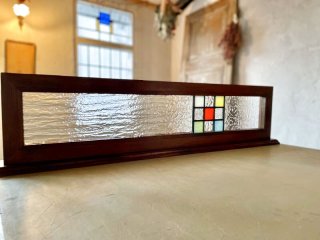 ステンドグラスパーテーションダイヤ2️⃣(1375)jakaranda 透明ガラス ダイヤ柄のステンドグラス イギリスアンティーク